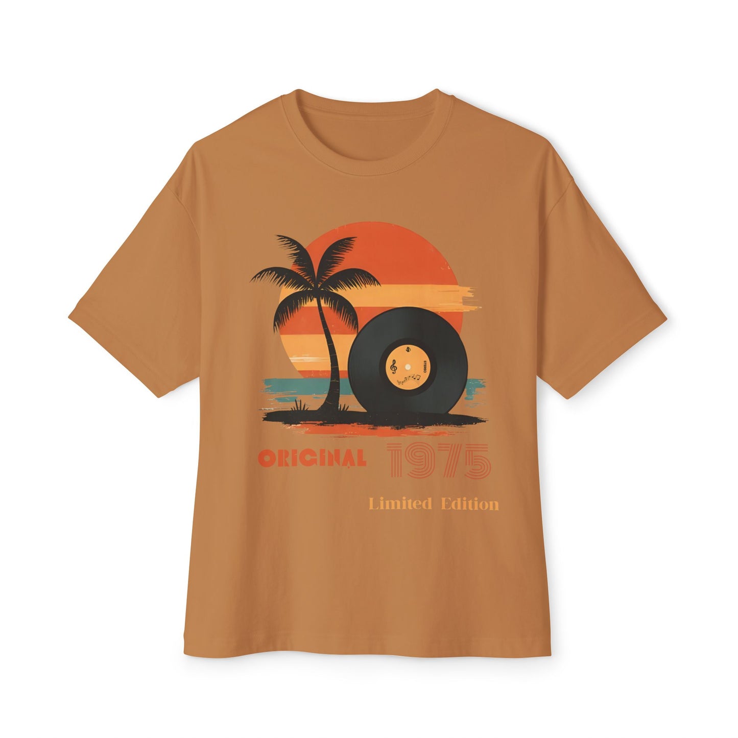 Retro Sunset Vinyl Record Tee, Unisex Oversized Boxy Shirt, Summer Vibes Apparel, Music Lover Gift, Limited Edition Fashion