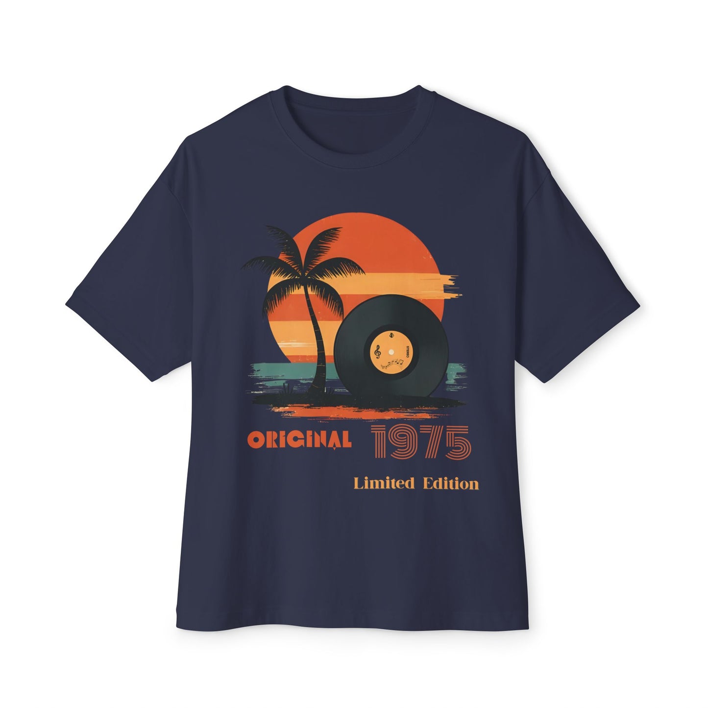 Retro Sunset Vinyl Record Tee, Unisex Oversized Boxy Shirt, Summer Vibes Apparel, Music Lover Gift, Limited Edition Fashion