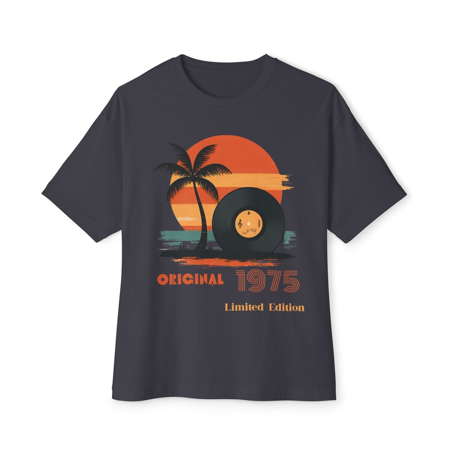 Retro Sunset Vinyl Record Tee, Unisex Oversized Boxy Shirt, Summer Vibes Apparel, Music Lover Gift, Limited Edition Fashion