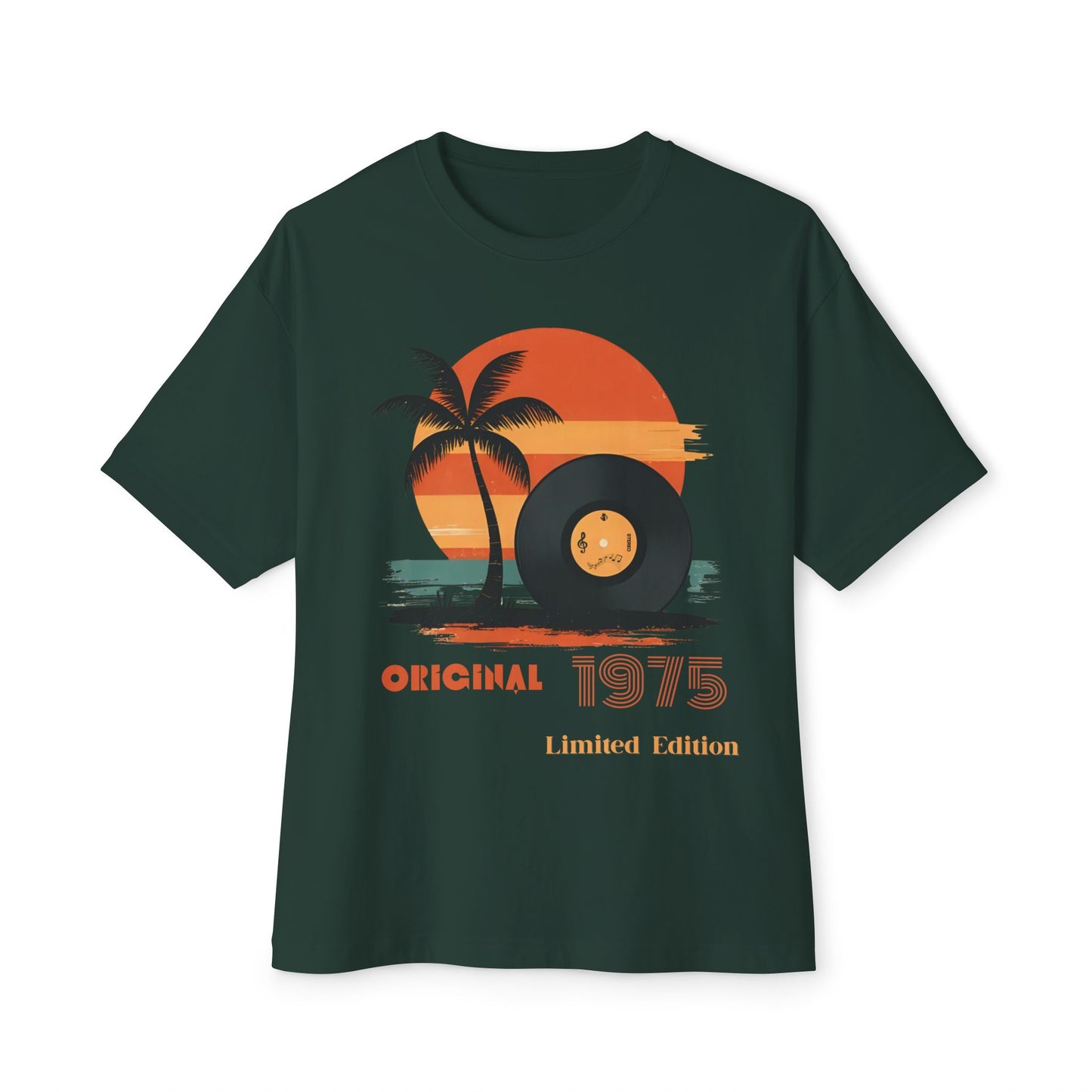 Retro Sunset Vinyl Record Tee, Unisex Oversized Boxy Shirt, Summer Vibes Apparel, Music Lover Gift, Limited Edition Fashion